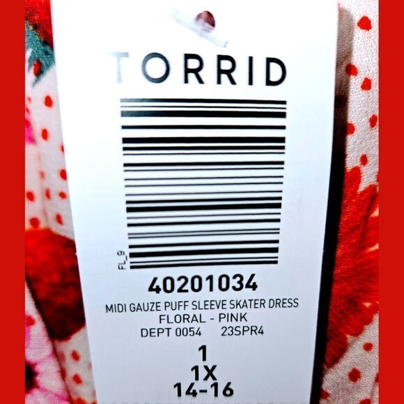 TORRID RETRO CHIC FLORAL FRUIT PUFF SLEEVE SUMMER SKATER DRESS. SIZE 1X - Picture 15 of 17